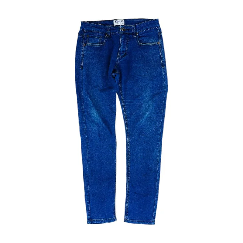 Blue Solid High Rise Regular Jeans
