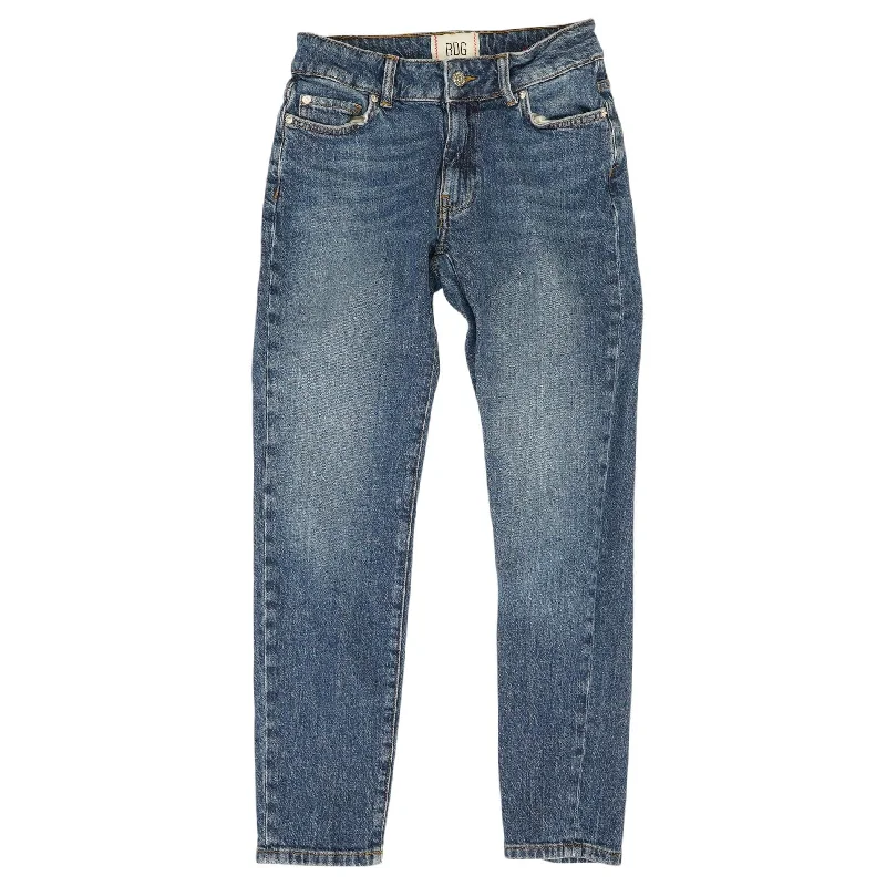Blue Solid Mid Rise Skinny Leg Jeans