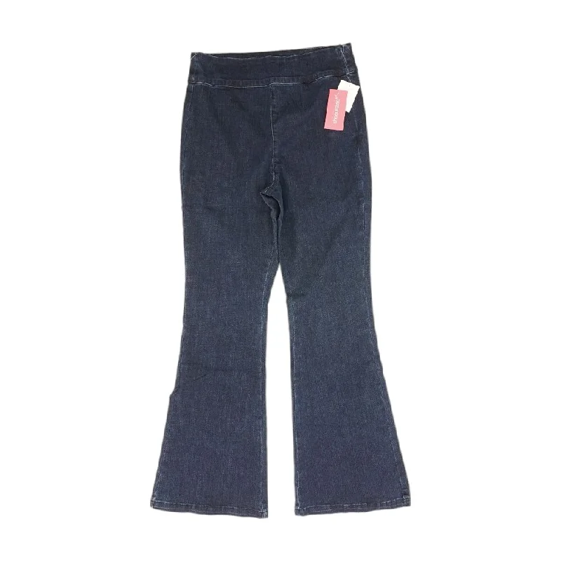 Navy Solid High Rise Bell Bottom Jeans